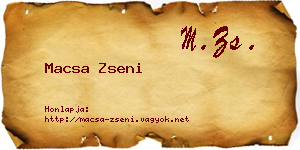 Macsa Zseni névjegykártya